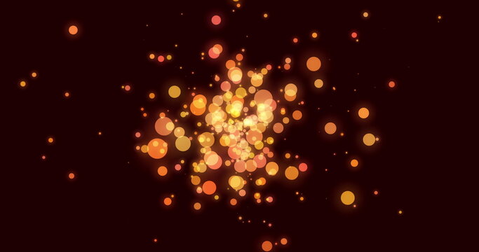 Orange And Yellow Glowing Translucent Circles Effervescing On A Dark Background