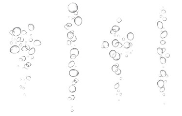 Oxygen air bubbles  flow  in water on white  background. - obrazy, fototapety, plakaty