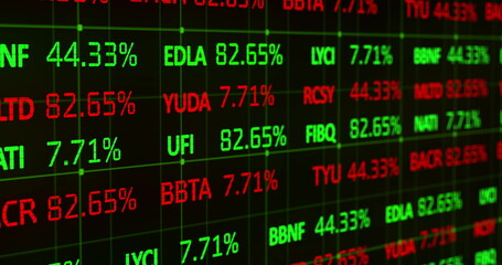 Fototapeta premium Stock market data processing against black background
