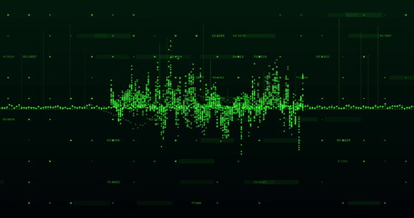 Green graph moving against black background