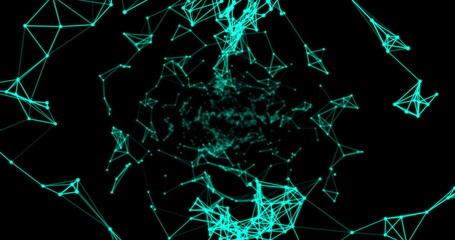 Glowing green network of plexus connections against black background