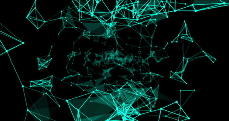 Glowing green network of plexus connections against black background