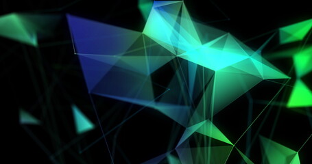 Multicolored geometrical shapes against black background