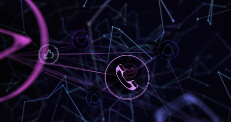 Image of pink and blue light trails on blue background