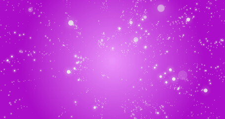 Image of glowing white spots of light moving in hypnotic motion on pink background