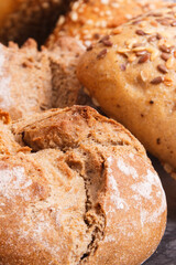 Fresh baked crunchy rolls or bread for breakfast