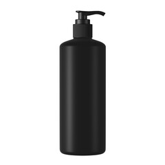 Realistic Cosmetic Black Pump Bottle can sprayer container. Dispenser for cream, soups, and other cosmetics. Mock up for brand template.