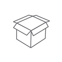 Cardboard box icon and Delivery box isolated on a white background. Open package. Design for web, apps and mobile. Flat design style. Vector illustration
