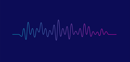 Sound wave equalizer isolated on purple background. Voice and music audio concept. Vector illustration