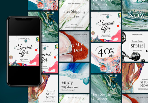 Fluid Art Sale Layout for Social Media