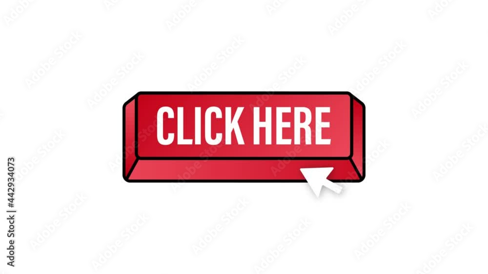 Poster click here button with hand pointer clicking. motion graphics.