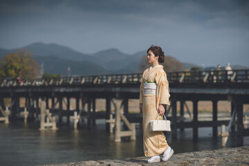 Japanese Kimono Woman, Arashiyama, Kyoto, Japan