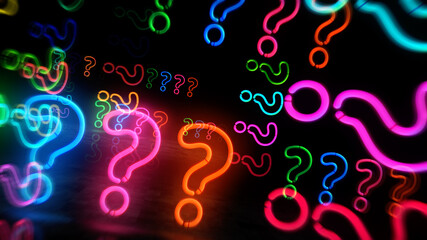 Question mark neon light 3d illustration