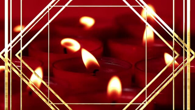 Animation of gold line pattern over red lit candles