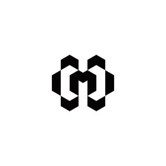 m initial technology logo design vector template
