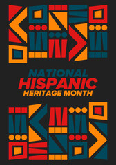 Obraz premium National Hispanic Heritage Month in September and October. Hispanic and Latino Americans culture. Celebrate annual in United States. Poster, card, banner and background. Vector illustration