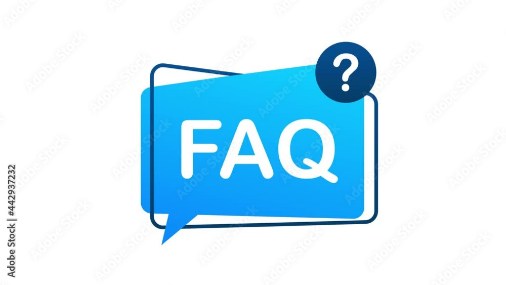 Poster frequently asked questions faq banner. computer with question icons. motion graphics.