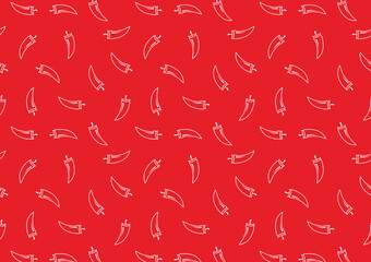Chili doodle pattern wallpaper. Chili pattern on white background.