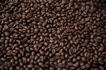 Roasted coffee beans with background.