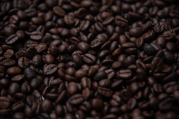 Roasted coffee beans with background.