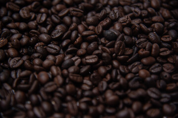 Roasted coffee beans with background.