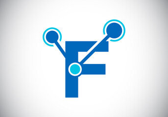 Initial letter F with technology logo sign symbol. Suitable for technology, Internet, and data related business