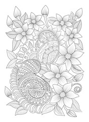 hand-drawn flower coloring page Zentangle art flower line illustration vector floral tattoo 