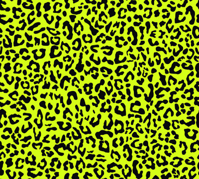 Leopard print vector seamless pattern, yellow background, trendy texture for textiles.