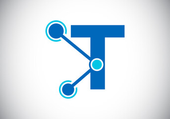 Initial letter T with technology logo sign symbol. Suitable for technology, Internet, and data related business