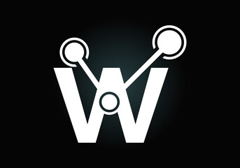 Initial letter W with technology logo sign symbol. Suitable for technology, Internet, and data related business