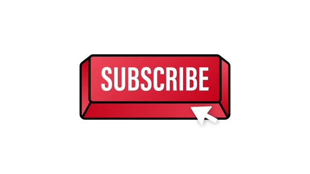 Subscribe with cursor button. Internet icon. Pointer click icon. Motion graphics.