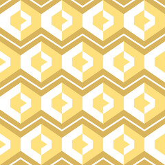 Light golden hexagon. Vector and seamless wallpaper.