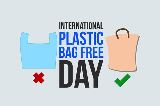 International Plastic Bag Free Day - vector illustration. Plastic Bag and Jute fabric bag symbols. Environmental awareness campaign.  - Powered by Adobe