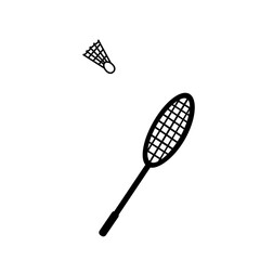 Silhouettes racket and shuttlecock for badminton.