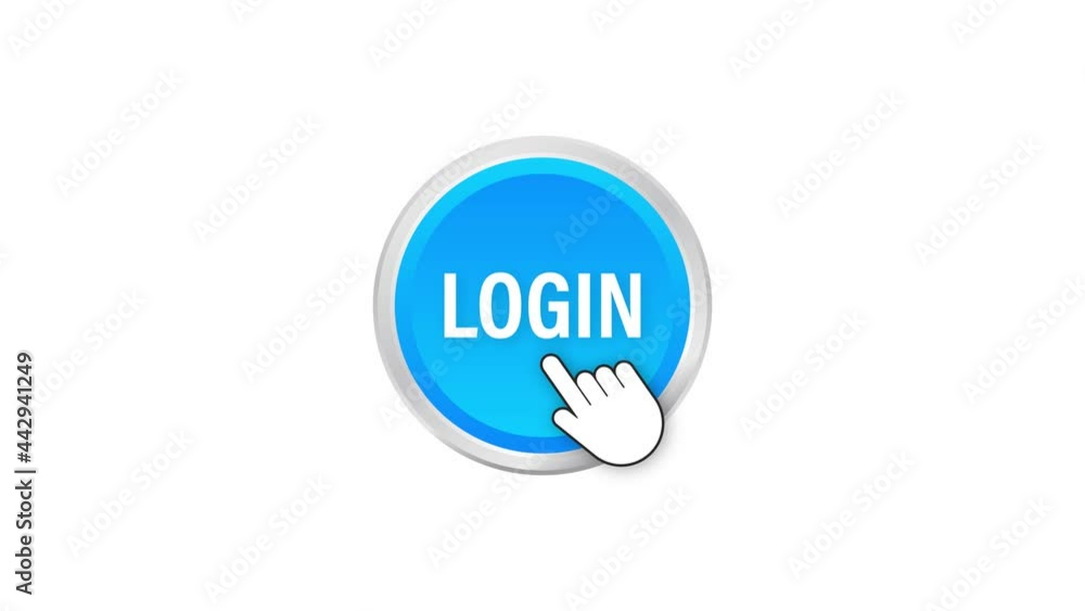 Aufkleber login. web banner. arrow, cursor icon. arrow icon hand click motion graphics.