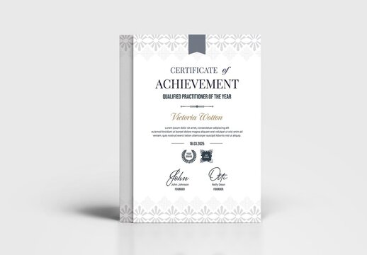 Classic Certificate with Grey Border in A4 Portrait Layout 