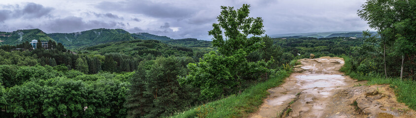 Panorama of wooded mountains in the vicinity of the city of Kislovodsk