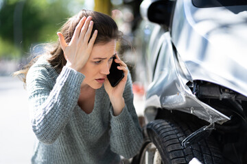 Woman Talking To Reliable Car Mechanic. Breakdown
