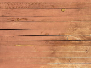 Weathered red wood boards texture background with horizontal boards. Old wooden planks wall.