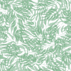 Floral seamless with hand drawn color leaves. Cute autumn background. Tropic green branches. Modern floral compositions. Fashion vector stock illustration for wallpaper, posters, card, fabric, textile