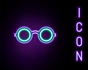 Glowing neon line Glasses icon isolated on black background. Eyeglass frame symbol. Colorful outline concept. Vector