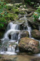 Fototapeta na wymiar Glistening waterfall at Rainvow Springs in a tropical environment