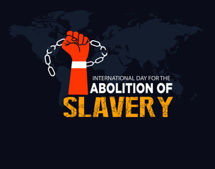 International Day for the Abolition of Slavery. December 2. Hand with Chain and background. illustration vector - obrazy, fototapety, plakaty