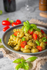 Fresh pasta with pesto