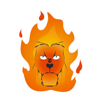 cartoon lion on fire