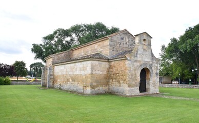 Fototapeta na wymiar Church of San Juan Bautista in the town of Venta de Baños. Of Visigothic origin, it was built in the 7th century. Province of Palencia, Castilla y Leon, Spain.