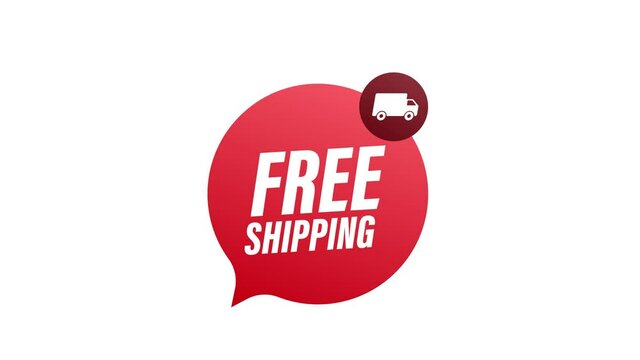 Free shipping. Badge with truck. Motion graphics.