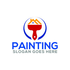 Painting brush logo and Real Estate, Property Homes business logo design
