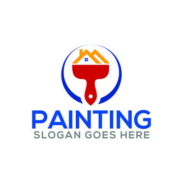 Painting brush logo and Real Estate, Property Homes business logo design

