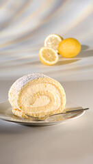 Sahnerolle mit Zitronenfüllung, mit Sahnefüllung